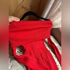 Brand new Red Off-Shoulder Ribbed Dress
